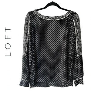 LOFT | NWOT | LONG SLEEVE BLACK & WHITE TUNIC TOP | SIZE: SMALL